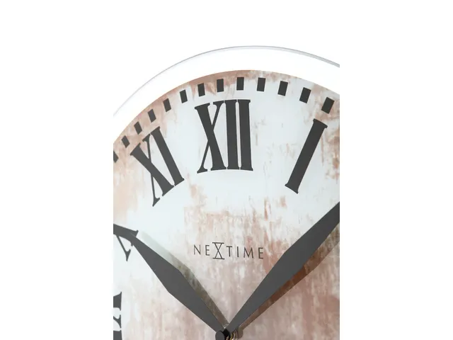 Wandklok Nextime Dia. 43cmx4.2cm Glas Wit 'romana' Romeinse cijfers