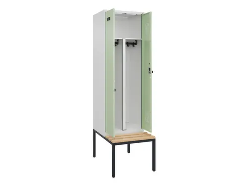 PBM-locker met bank,HxBxD 2120x600x815mm,2vak,vak B 300mm,draaigrendel