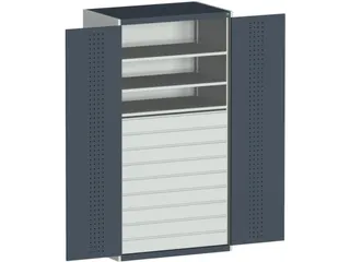 systeemkast 2000x1050x650mm 3xStalen bodem 9laden Ral7035 Ral7016 - 2