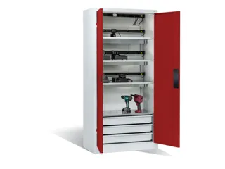 acculaadkast 1950x930x500mm 15stekkerdozen 230V ventilator fr. RAL3002 - 2