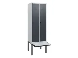 locker met bank,HxBxD 1950x600x815mm,2vak,vak B 300mm,draaigrendel
