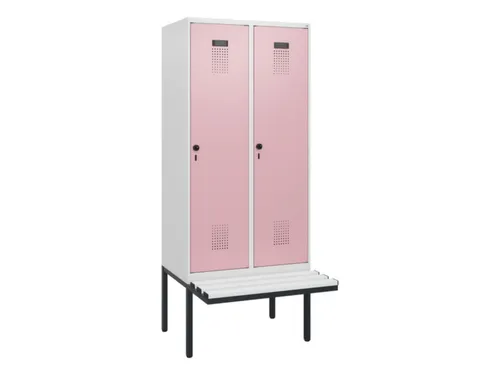 locker met bank,HxBxD 1950x800x815mm,2vak,vak B 400mm,draaigrendel