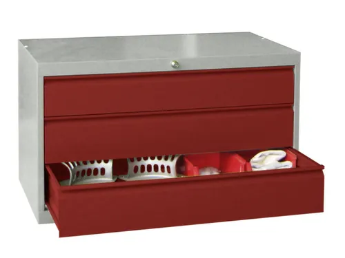 ladekast,HxBxD 600x1023x600mm,3lade(n),cil.slot,RAL7035,front RAL3000