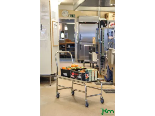 RVS duwbeugelwagen,draagverm. 100kg,laadvl. LxB 735x390mm,RVSplaat