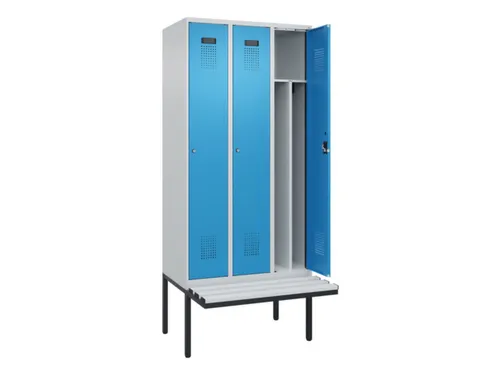 locker met bank,voor scheiding van kleding,HxBxD 2120x900x815mm,3vak