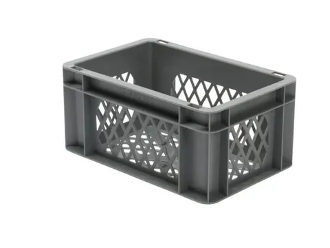 Euronorm-stapelbak 5.5l 145x300x200mm Wanden/bodem Opengewerkt Grijs
