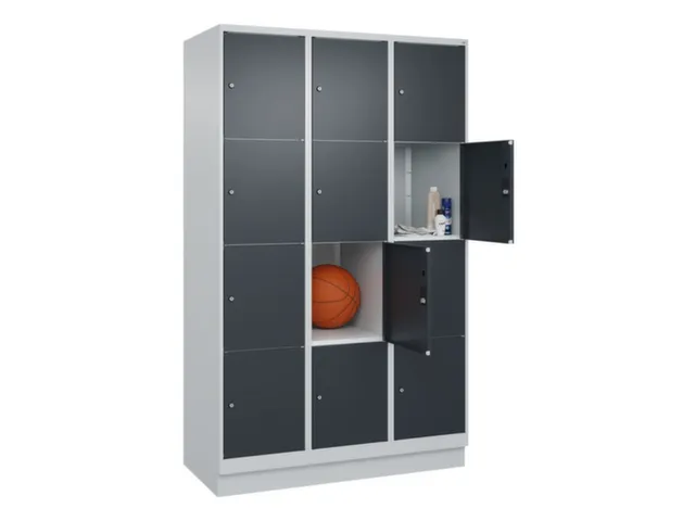 lockerkast,HxBxD 1950x1200x500mm,3x4vakken,vak B 400mm,cil.-slot