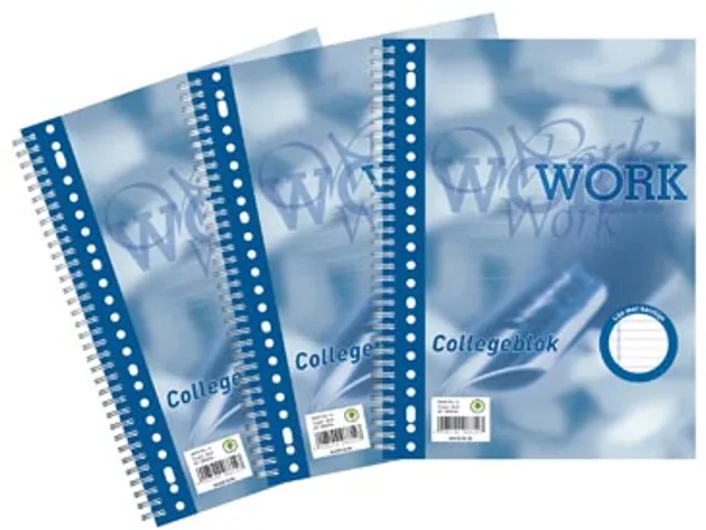 Collegeblok WORK A4+ lijn 23-gaats 80vel 70 gram