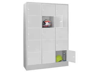 lockerkast,RAL 7035,HxBxD 1850x1200x500mm,3x5vakken,vak B 400mm - 1