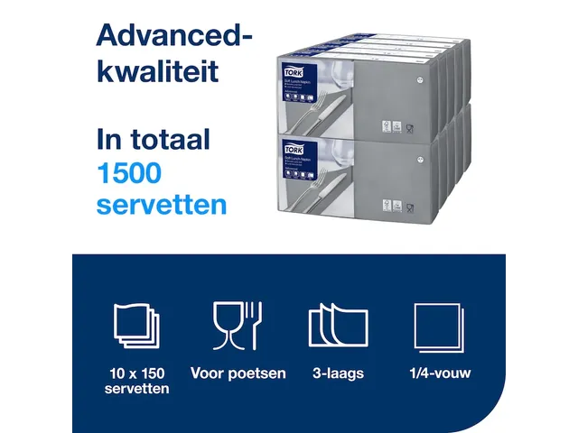 Tork 477869 Soft Lunchservet Advanced Grijs 33x33cm