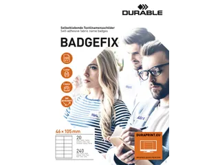 Naambadge etiket Durable 8363 46x105mm zelfklevend wit 240 stuks - 1
