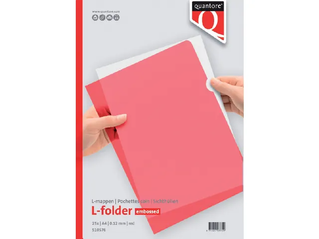 Insteekmap L-model Quantore A4 PP 0.12mm rood 25 stuks
