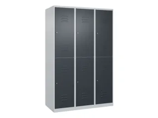 dubbeldekse locker,HxBxD 1850x1200x500mm,3x2vak.,vak B 400mm,cil.-slot - 1