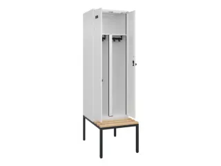 PBM-locker met bank,HxBxD 2120x600x815mm,2vak,vak B 300mm,draaigrendel - 1
