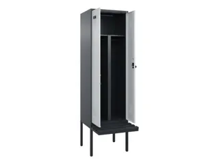 PBM-locker met bank,HxBxD 2120x600x815mm,2vak,vak B 300mm,draaigrendel - 1