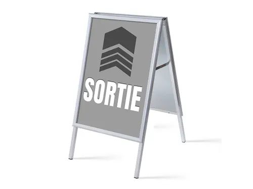 Stoepbord A1 complete set met print "SORTIE" Grijs