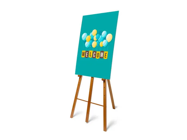 Chevalet bois dur marron clair pour tableau noir/panneau imprimé