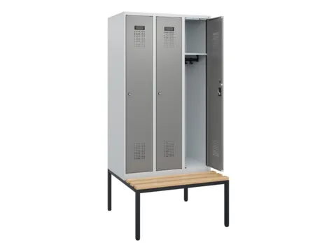locker met bank,HxBxD 1950x900x815mm,3vak,vak B 300mm,cilinderslot
