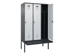 locker met bank,voor scheiding van kleding,HxBxD 2120x1200x815mm,3vak