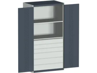systeemkast 2000x1050x650mm 2xStalen bodem 6laden Ral7035 Ral7016 - 2