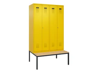 locker met bank,voor scheiding van kleding,HxBxD 2120x1200x815mm,4vak - 2