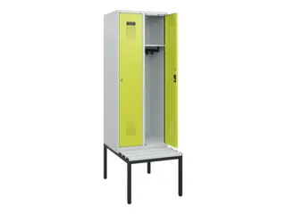 locker met bank,HxBxD 1950x600x815mm,2vak,vak B 300mm,cilinderslot - 1