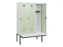 locker met bank,HxBxD 1950x1200x815mm,3vak,vak B 400mm,draaigrendel