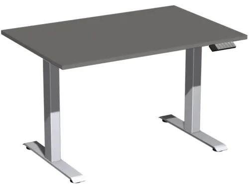 Elektrisch ihv bureau,HxBxD 630-1280x1200x800mm,blad onyxgrijs