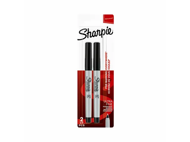 Viltstift Sharpie Ultrafijn rond 0.5mm blister à 2 stuks Zwart