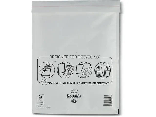 Mail Lite Luchtkussenenveloppen G/4 230x330mm Wit 100 stuks