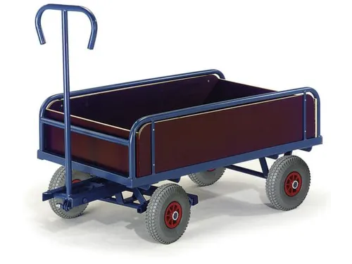 Handtrekwagen 400kg 930x535mm Houten Wanden Luchtbanden Ral5010