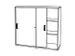 schuifdeurkast,HxBxD 1100x1200x400mm,romp wit,front zilverkleurig