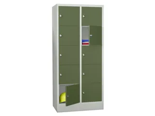 lockerkast,HxBxD 1850x800x500mm,2x5vakken,RAL7035,front RAL6011 - 2