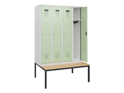 locker met bank,HxBxD 1950x1200x815mm,4vak,vak B 300mm,cilinderslot