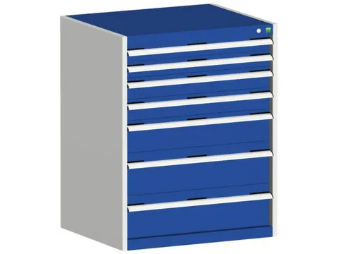 ladekast HxBxD 1000x800x650mm 7laden romp RAL7035 front RAL5010