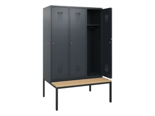 locker met bank,HxBxD 1950x1200x815mm,3vak,vak B 400mm,cilinderslot - 1