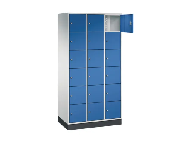 lockerkast,RAL 7035/RAL 5010,HxBxD 1950x920x500mm,3x6vakken,cil.-slot