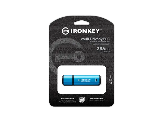 256GB USB-C IronKey Vault Privacy 50C AES-256 versleuteling, FIPS 197