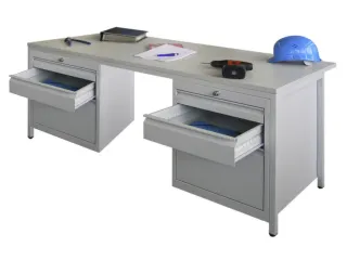 Werkplaatsbureau Bxdxh 1700x800x720mm 6laden Ral7035 Front Ral3000 - 1
