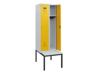 locker met bank,HxBxD 1950x600x815mm,2vak,vak B 300mm,cilinderslot - 1