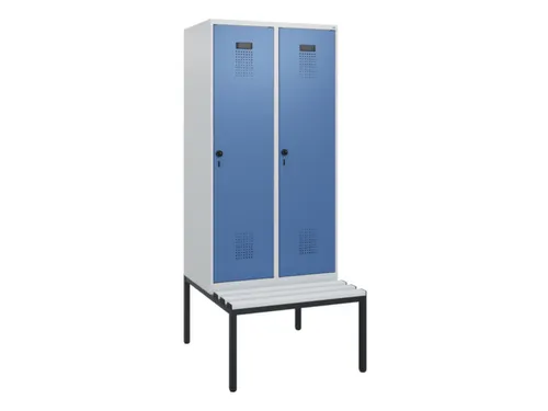 locker met bank,HxBxD 1950x800x815mm,2vak,vak B 400mm,draaigrendel