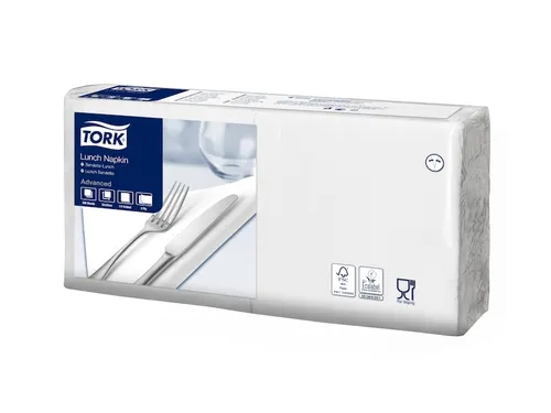 Servetten Tork 477149 2-laags 33x33cm wit 1/4 vouw 200st.