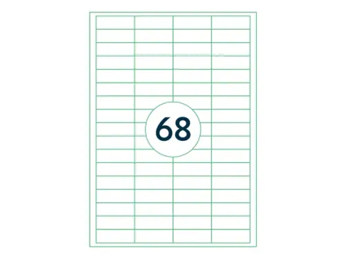 OUTLET Etiketten Zelfklevend Wit 68 op A4 48.5x16.9mm 1000 Vel