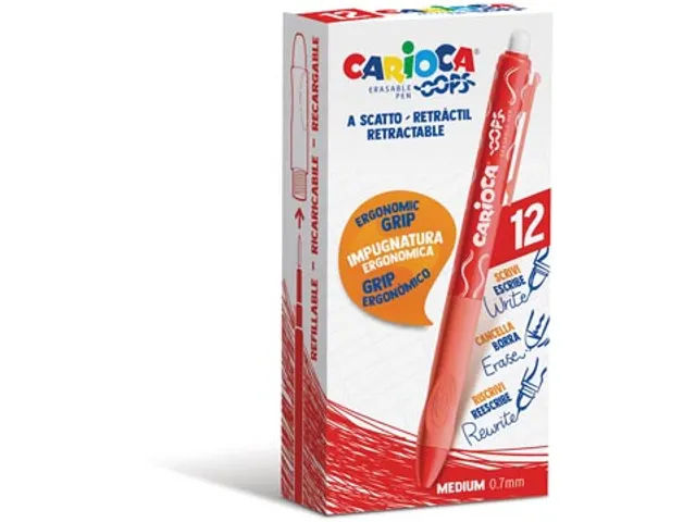 Carioca Oops Gelroller Uitwisbare inkt Doos 12 stuks Rood