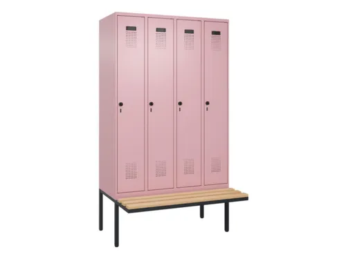 locker met bank,voor scheiding van kleding,HxBxD 2120x1200x815mm,4vak