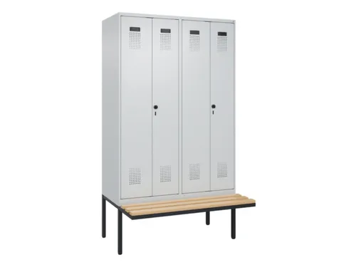 PBM-locker met bank,HxBxD 2120x1200x815mm,4vak,vak B 300mm