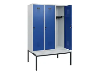 locker met bank,HxBxD 1950x1200x815mm,3vak,vak B 400mm,draaigrendel - 1