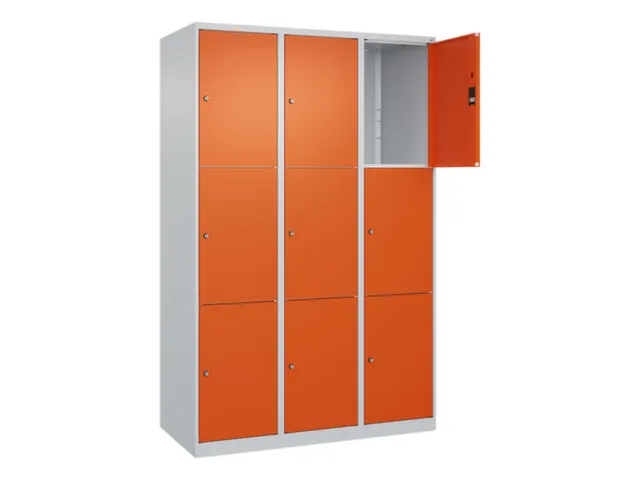 lockerkast,HxBxD 1850x1200x500mm,3x3vakken,vak B 400mm,cil.-slot