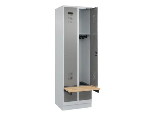 locker met bank,HxBxD 1950x600x815mm,2vak,vak B 300mm,cilinderslot