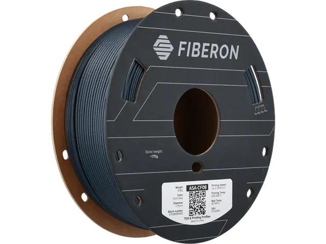 Polymaker 3D filament Fiberon ASA-CF08 1,75 mm Donkergrijs 0.5kg